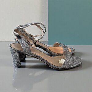 PELLE MODA Pewter Metallic Kitten Heels Sandals Size 6.5